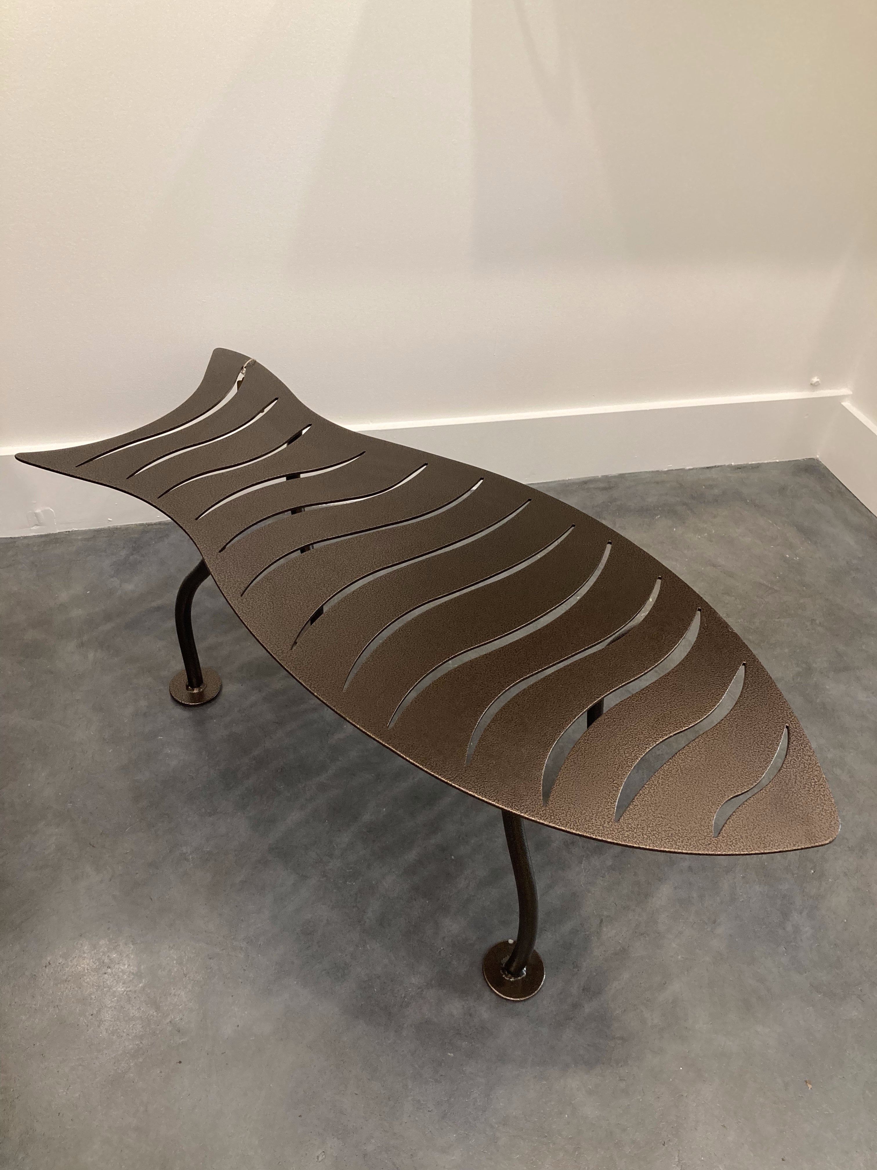 Dancing Fish Coffee Table (Bronze, indoor/outdoor)- cut, welded & bent steel, powder-coat finish/ 43”L x 18” W x 15”H, photo 1 of 4