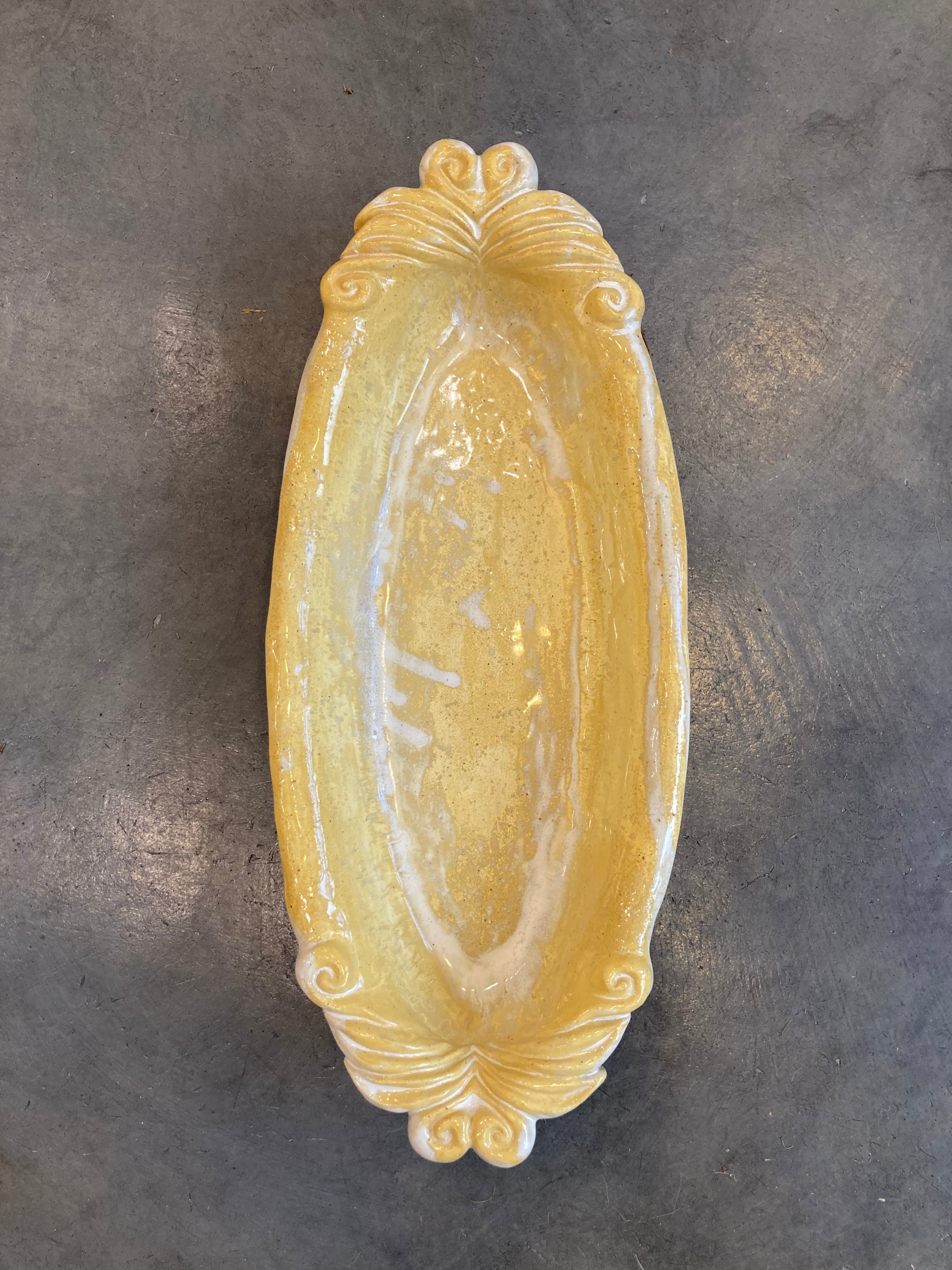 Golden serving dish